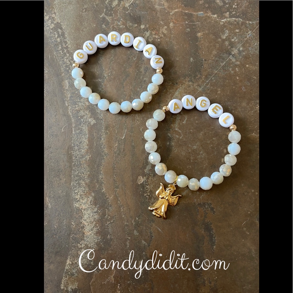 Nwt Handmade Guardian Angel Stack Bracelets With Angel Charm By Candy Did It!